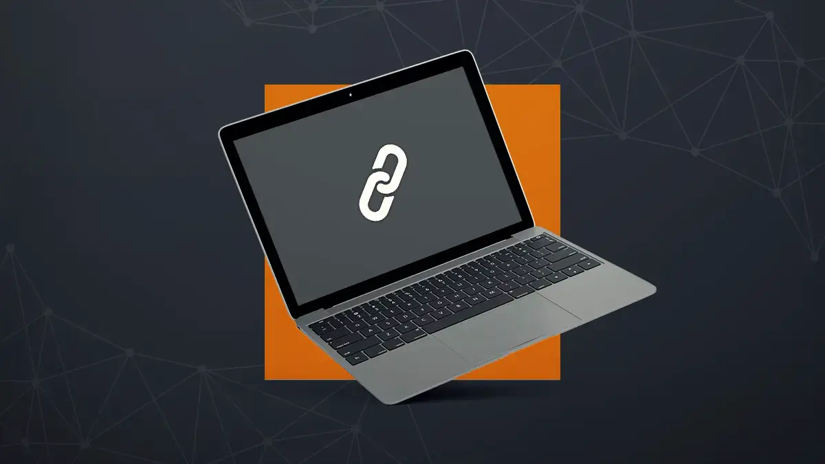 Laptop screen with internal link icon